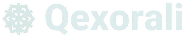 A light blue snowflake icon next to the word 'Qexorali' in a pale blue-gray sans-serif font on a white background.